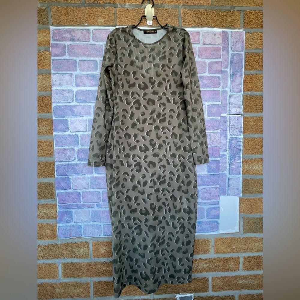 Supertrash Dune camo animal print maxi dress medium